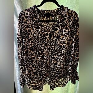 Sanctuary tassel tie boho  animal print blouse size large